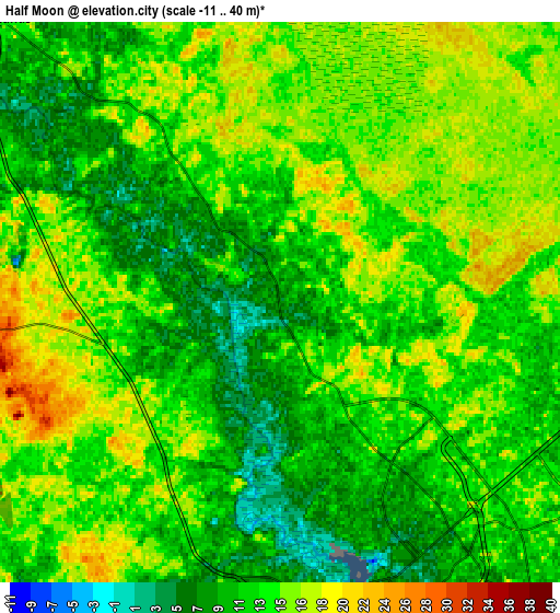 Zoom OUT 2x Half Moon, United States elevation map