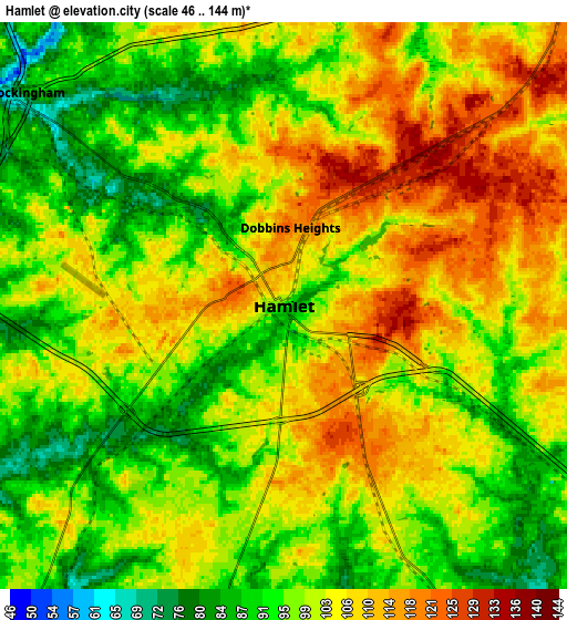 Zoom OUT 2x Hamlet, United States elevation map