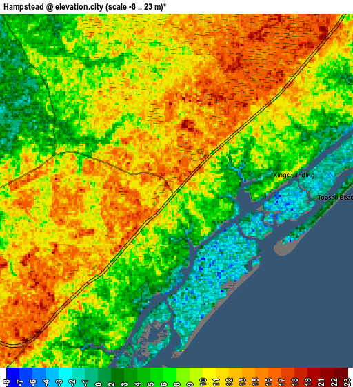 Zoom OUT 2x Hampstead, United States elevation map