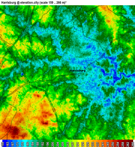 Zoom OUT 2x Harrisburg, United States elevation map