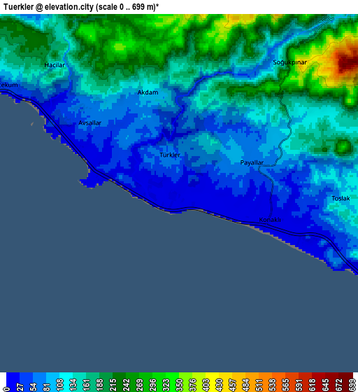 Zoom OUT 2x Türkler, Turkey elevation map