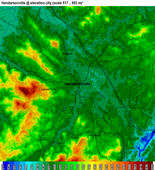 Zoom OUT 2x Hendersonville, United States elevation map