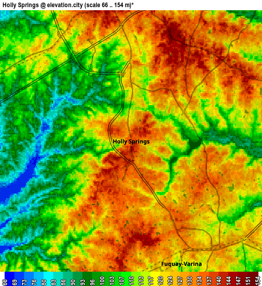 Zoom OUT 2x Holly Springs, United States elevation map