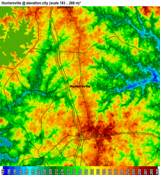 Zoom OUT 2x Huntersville, United States elevation map