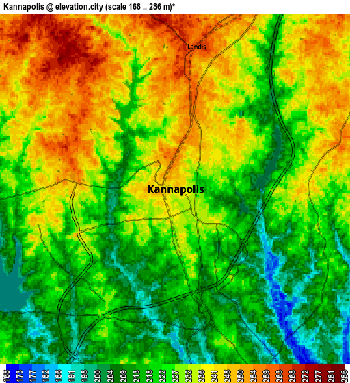 Zoom OUT 2x Kannapolis, United States elevation map