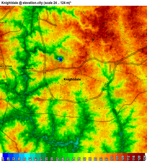 Zoom OUT 2x Knightdale, United States elevation map