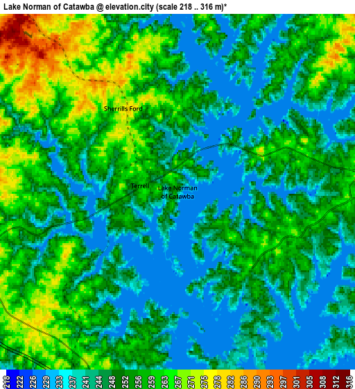 Zoom OUT 2x Lake Norman of Catawba, United States elevation map