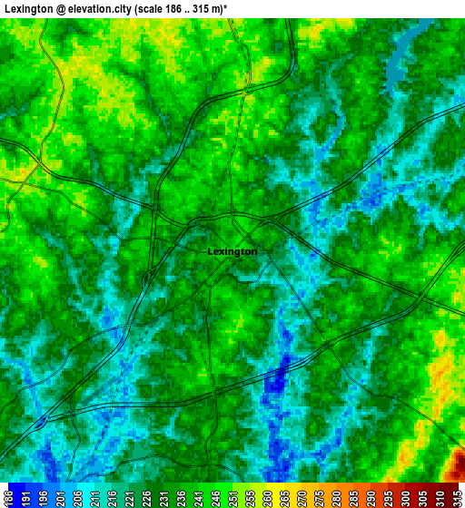 Zoom OUT 2x Lexington, United States elevation map