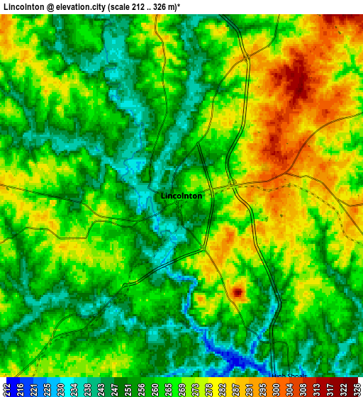 Zoom OUT 2x Lincolnton, United States elevation map