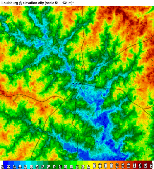 Zoom OUT 2x Louisburg, United States elevation map