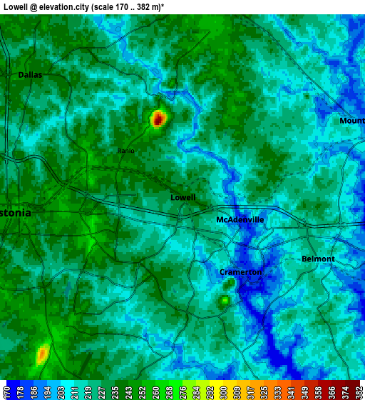 Zoom OUT 2x Lowell, United States elevation map