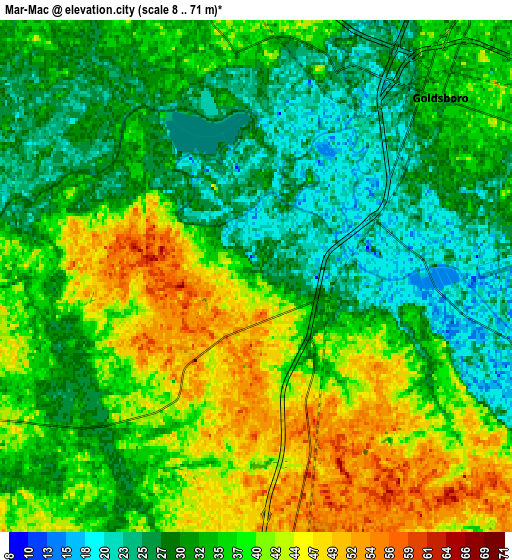 Zoom OUT 2x Mar-Mac, United States elevation map