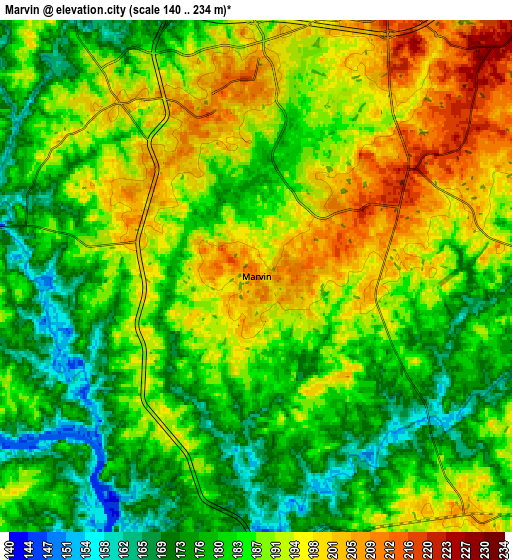 Zoom OUT 2x Marvin, United States elevation map