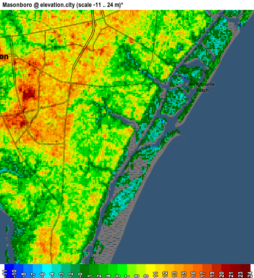 Zoom OUT 2x Masonboro, United States elevation map