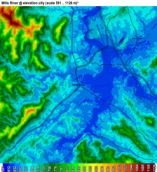 Zoom OUT 2x Mills River, United States elevation map