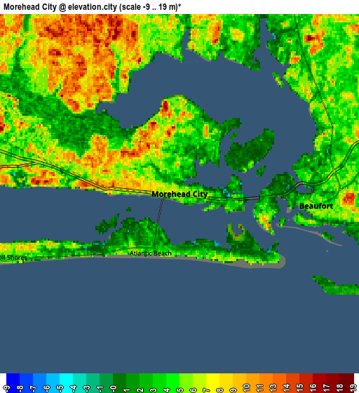 Zoom OUT 2x Morehead City, United States elevation map