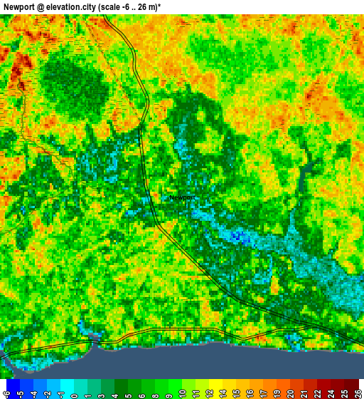 Zoom OUT 2x Newport, United States elevation map