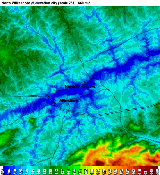 Zoom OUT 2x North Wilkesboro, United States elevation map