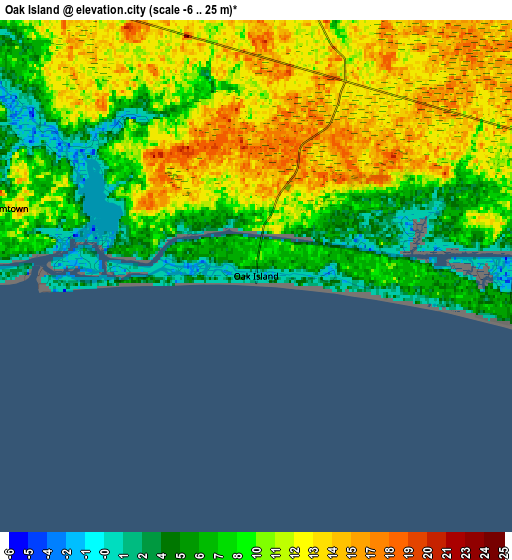 Zoom OUT 2x Oak Island, United States elevation map