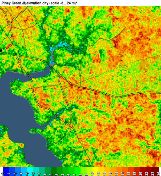 Zoom OUT 2x Piney Green, United States elevation map