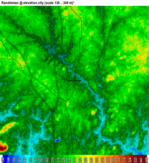 Zoom OUT 2x Randleman, United States elevation map