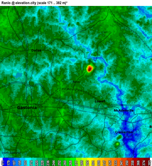 Zoom OUT 2x Ranlo, United States elevation map