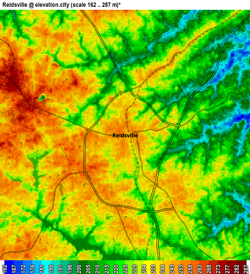 Zoom OUT 2x Reidsville, United States elevation map