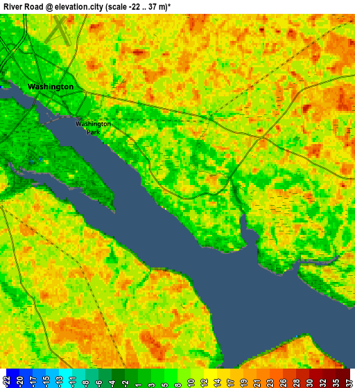 Zoom OUT 2x River Road, United States elevation map