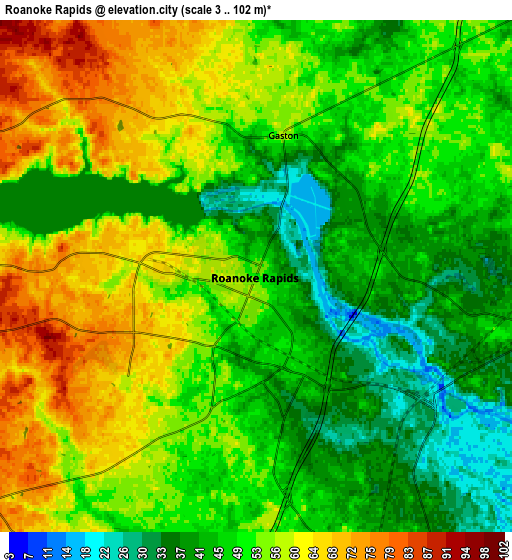 Zoom OUT 2x Roanoke Rapids, United States elevation map