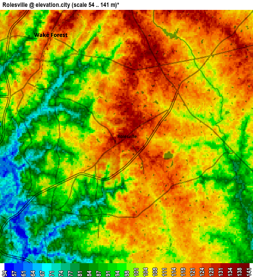 Zoom OUT 2x Rolesville, United States elevation map