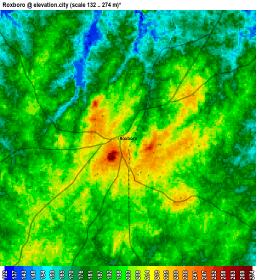 Zoom OUT 2x Roxboro, United States elevation map