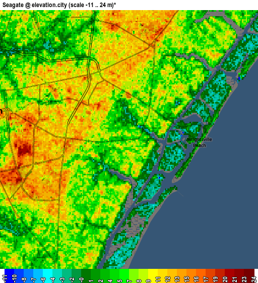 Zoom OUT 2x Seagate, United States elevation map