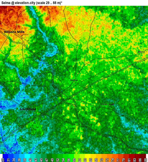 Zoom OUT 2x Selma, United States elevation map