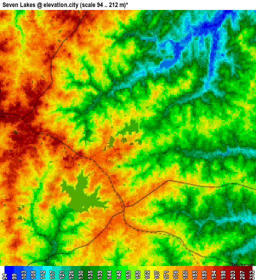 Zoom OUT 2x Seven Lakes, United States elevation map