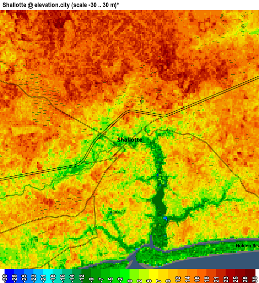 Zoom OUT 2x Shallotte, United States elevation map