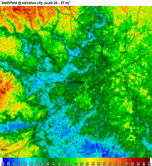 Zoom OUT 2x Smithfield, United States elevation map