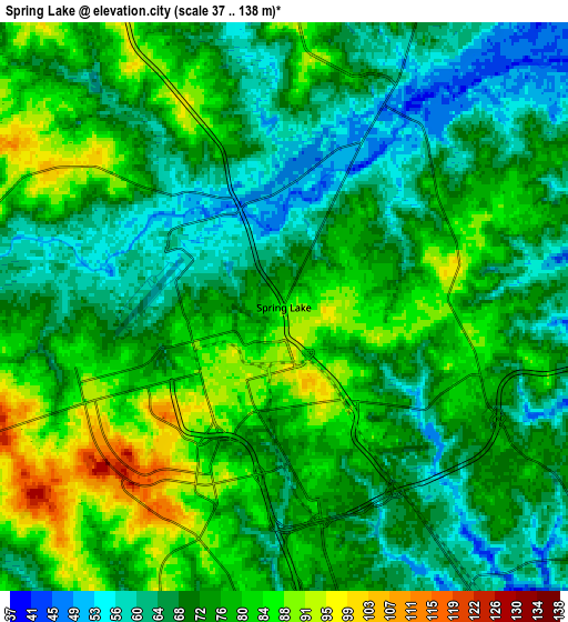 Zoom OUT 2x Spring Lake, United States elevation map