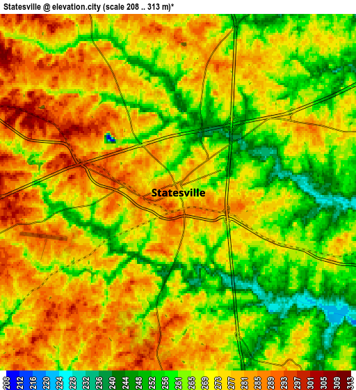 Zoom OUT 2x Statesville, United States elevation map