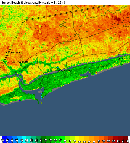 Zoom OUT 2x Sunset Beach, United States elevation map