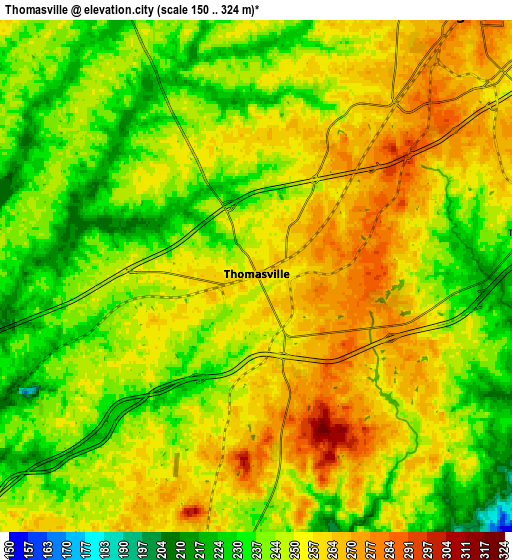 Zoom OUT 2x Thomasville, United States elevation map