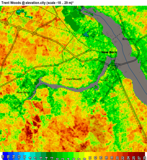 Zoom OUT 2x Trent Woods, United States elevation map