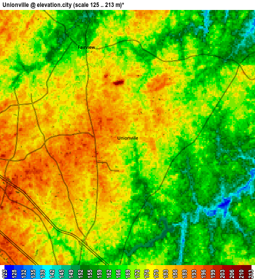 Zoom OUT 2x Unionville, United States elevation map