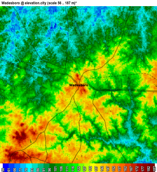 Zoom OUT 2x Wadesboro, United States elevation map