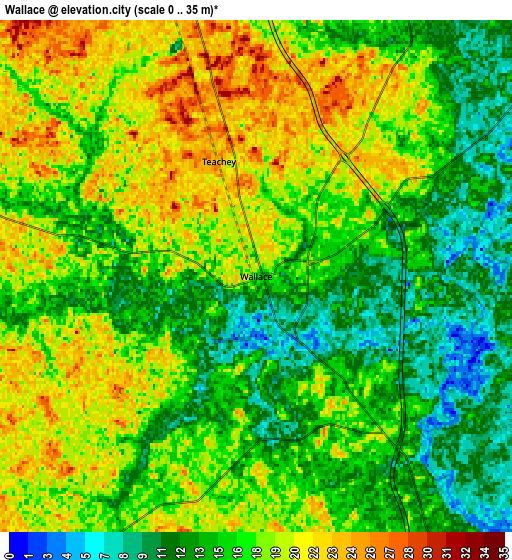 Zoom OUT 2x Wallace, United States elevation map