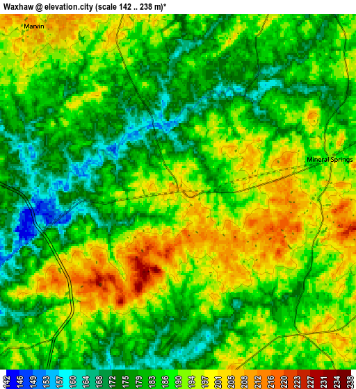 Zoom OUT 2x Waxhaw, United States elevation map