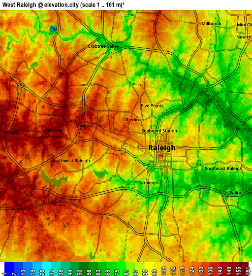Zoom OUT 2x West Raleigh, United States elevation map