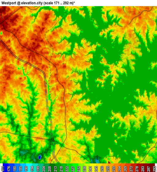 Zoom OUT 2x Westport, United States elevation map