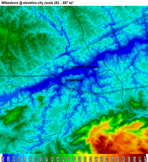 Zoom OUT 2x Wilkesboro, United States elevation map