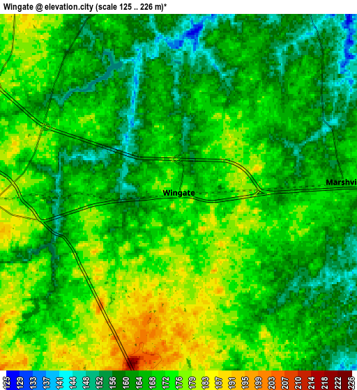 Zoom OUT 2x Wingate, United States elevation map