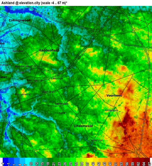 Zoom OUT 2x Ashland, United States elevation map